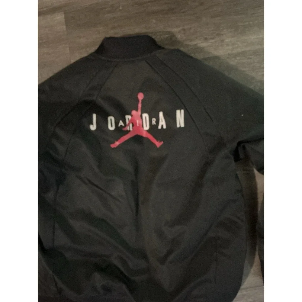 Nike Air Jordan Boys Jumpman Bomber Jacket Youth L Black Full Zip Vtg Y2K